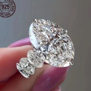 Neiman Marcus 9.25 Sterling Silver Ring with Moissanite Gemstones